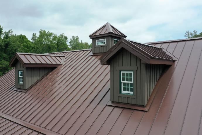 brown metal roof